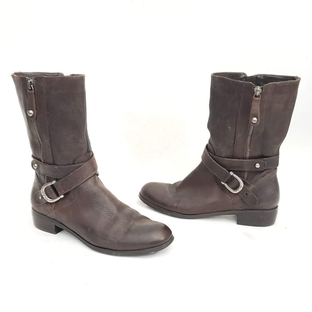 🤎 Brown Marc Fisher Leather Boots zip up - size 9.5 🤎